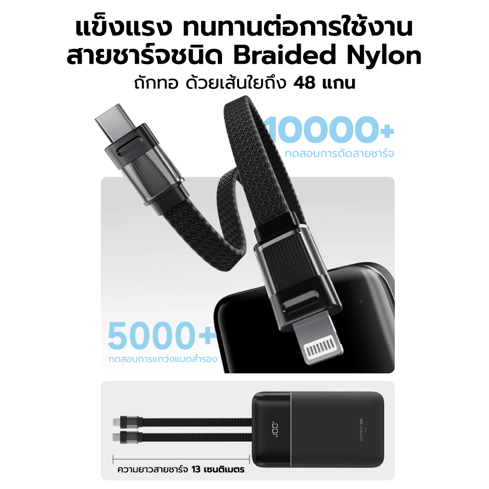 แบตสำรอง CUKTECH LPB200NL สีขาว 20000 MAH มาตรฐาน CCC ชาร์จเร็วพร้อมสาย USB-C 40W และ USB-A 22.5W_4